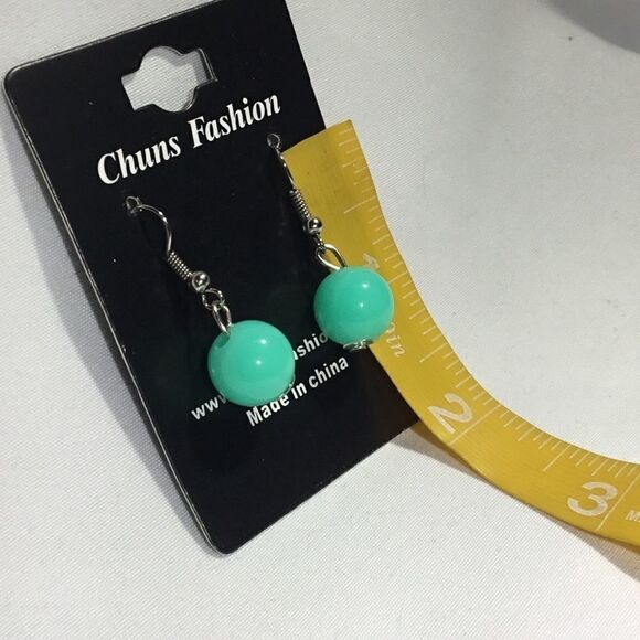 Turquoise Ball Drop Earrings (UC3) - Picture 3 of 4
